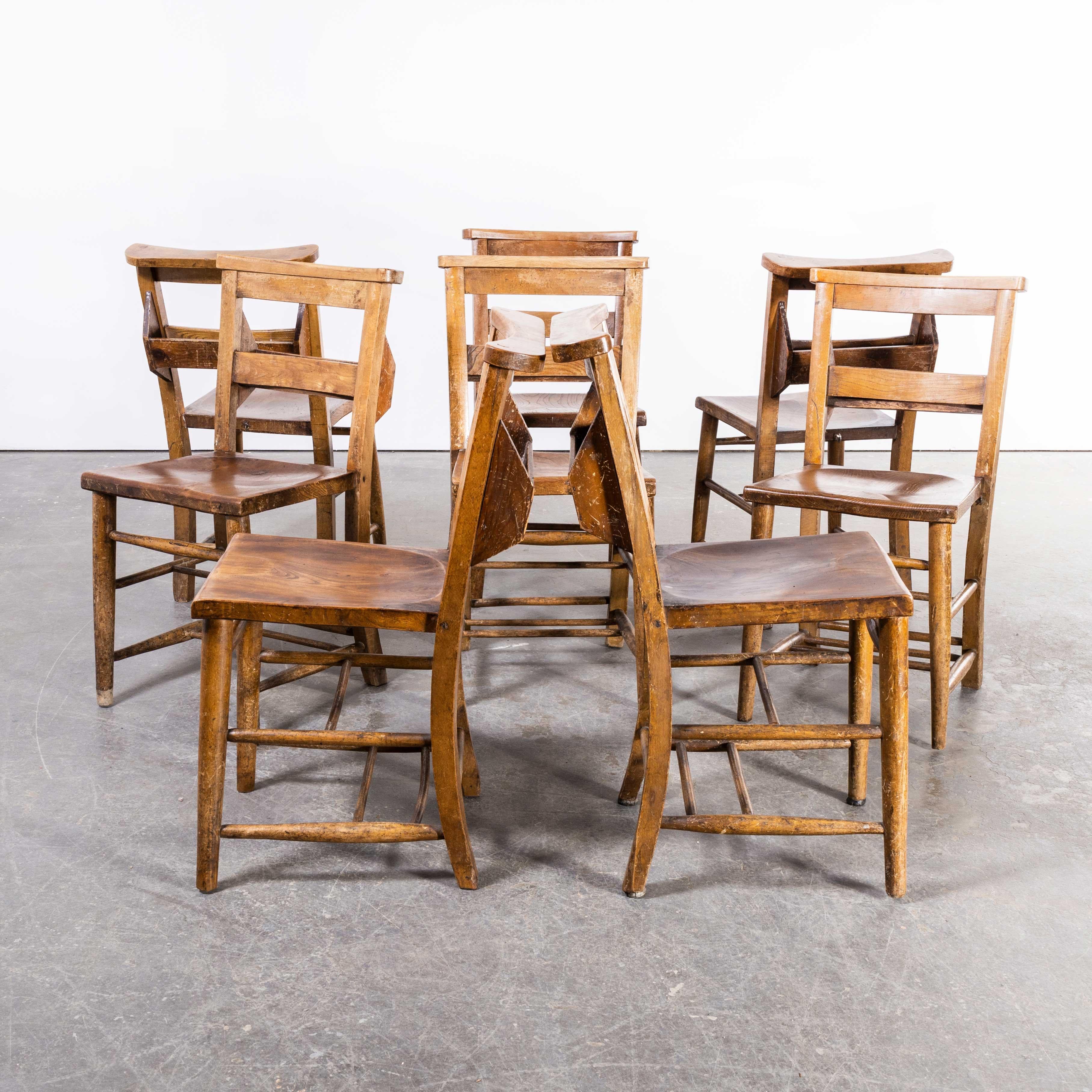 1940's Ash Church, Chapel Dining Chairs, Set of Eight 3