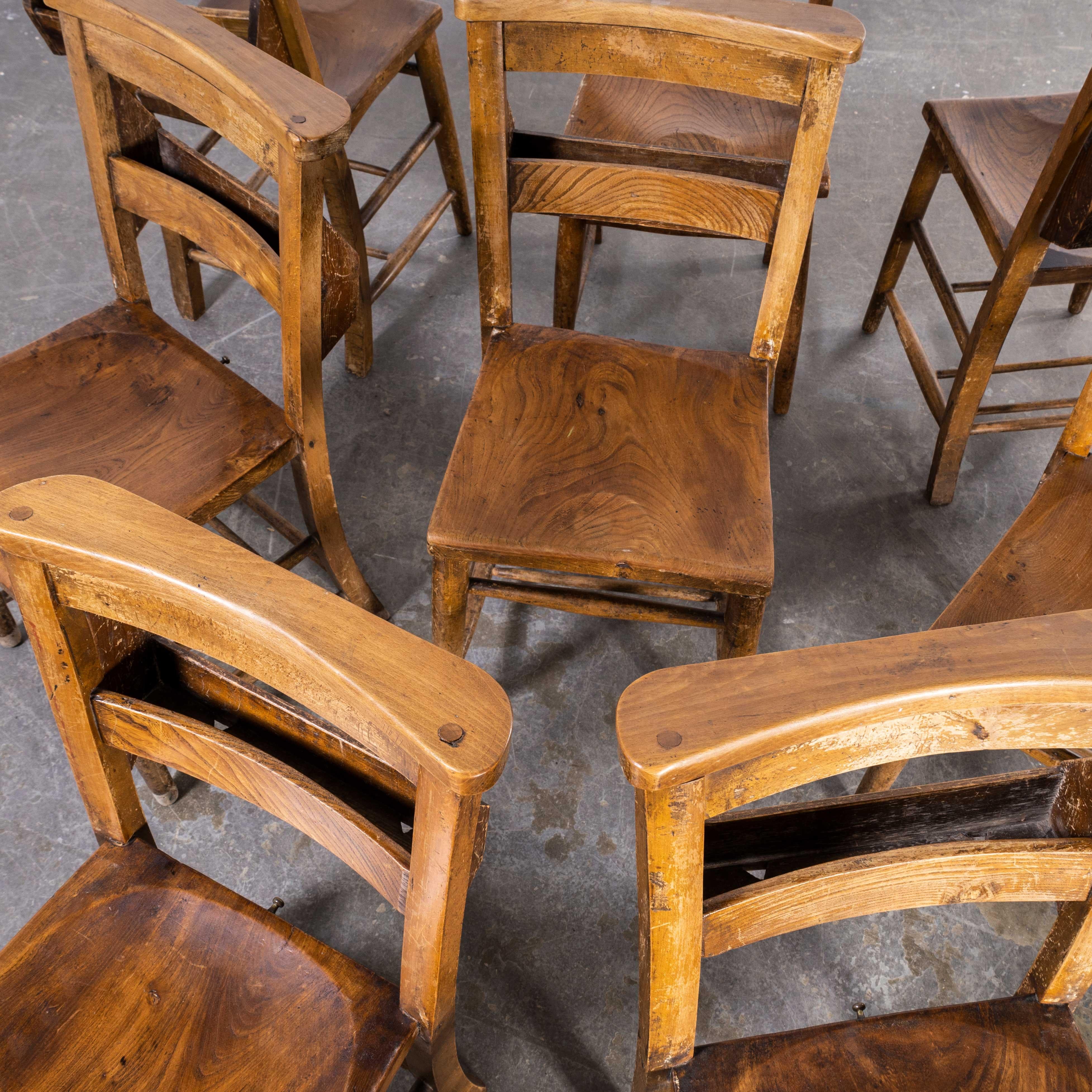 1940's Ash Church, Chapel Dining Chairs, Set of Eight 2