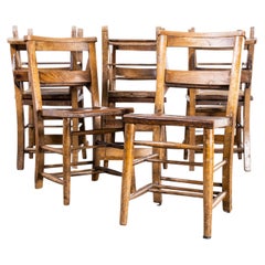 1940's Ash Church, Chapel Dining Chairs, Set of Eight