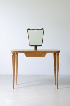 1940's ash vanity console with a shaped drawer