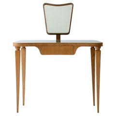 1940's ash vanity console with a shaped drawer