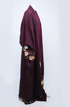 Aubergine Purple Painted Shibori Kimono, 1940s