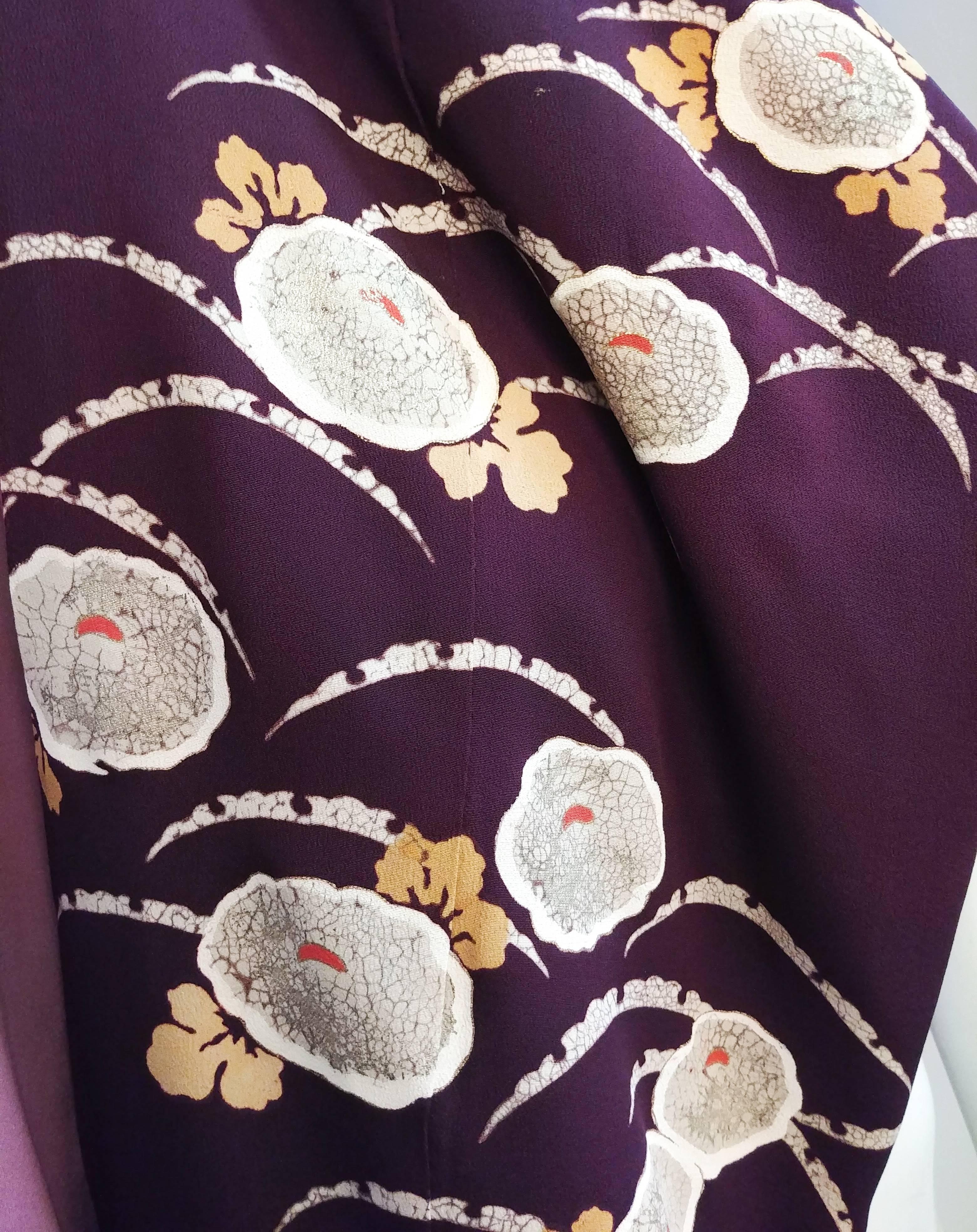 Aubergine Purple Painted Shibori Kimono, 1940s  1