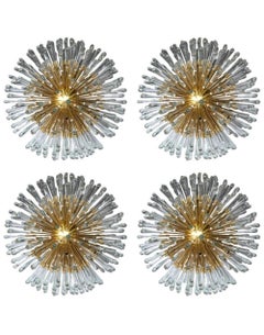 1940s Austrian Brass Sputnik Chandeliers