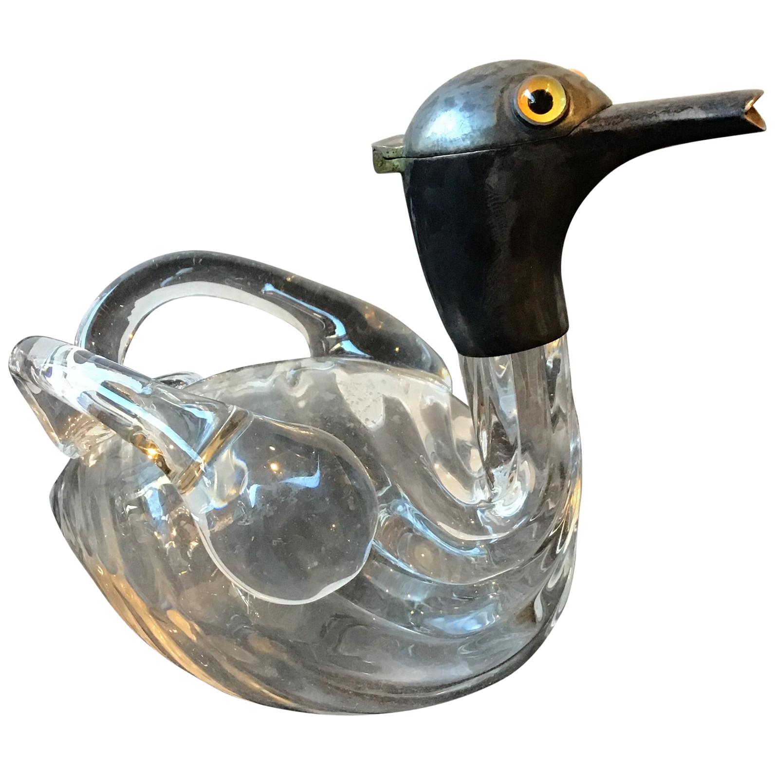 Duck Decanter Silver Plated Glass Water Wine Jug Carafe New Gift Vintage Regent 