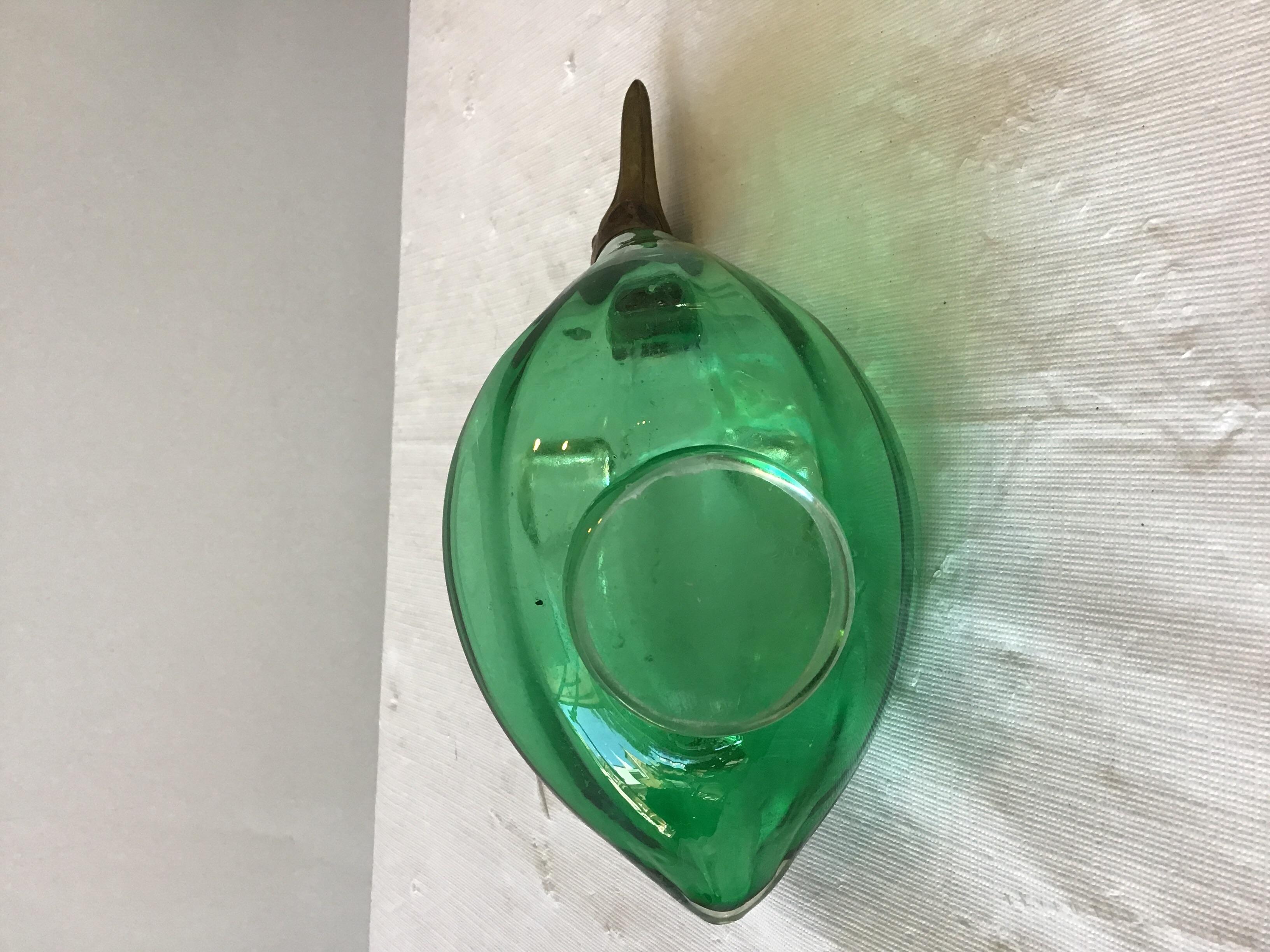 1940s Austrian Green Art Glass Duck Decanter 4