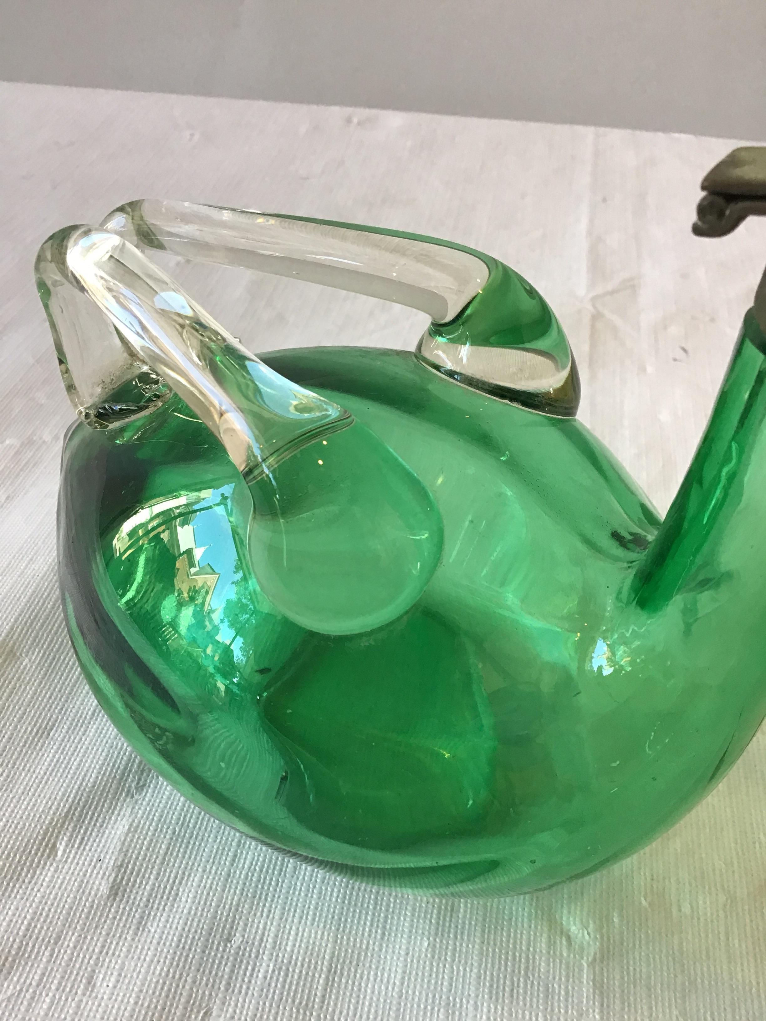 Mid-20th Century 1940s Austrian Green Art Glass Duck Decanter