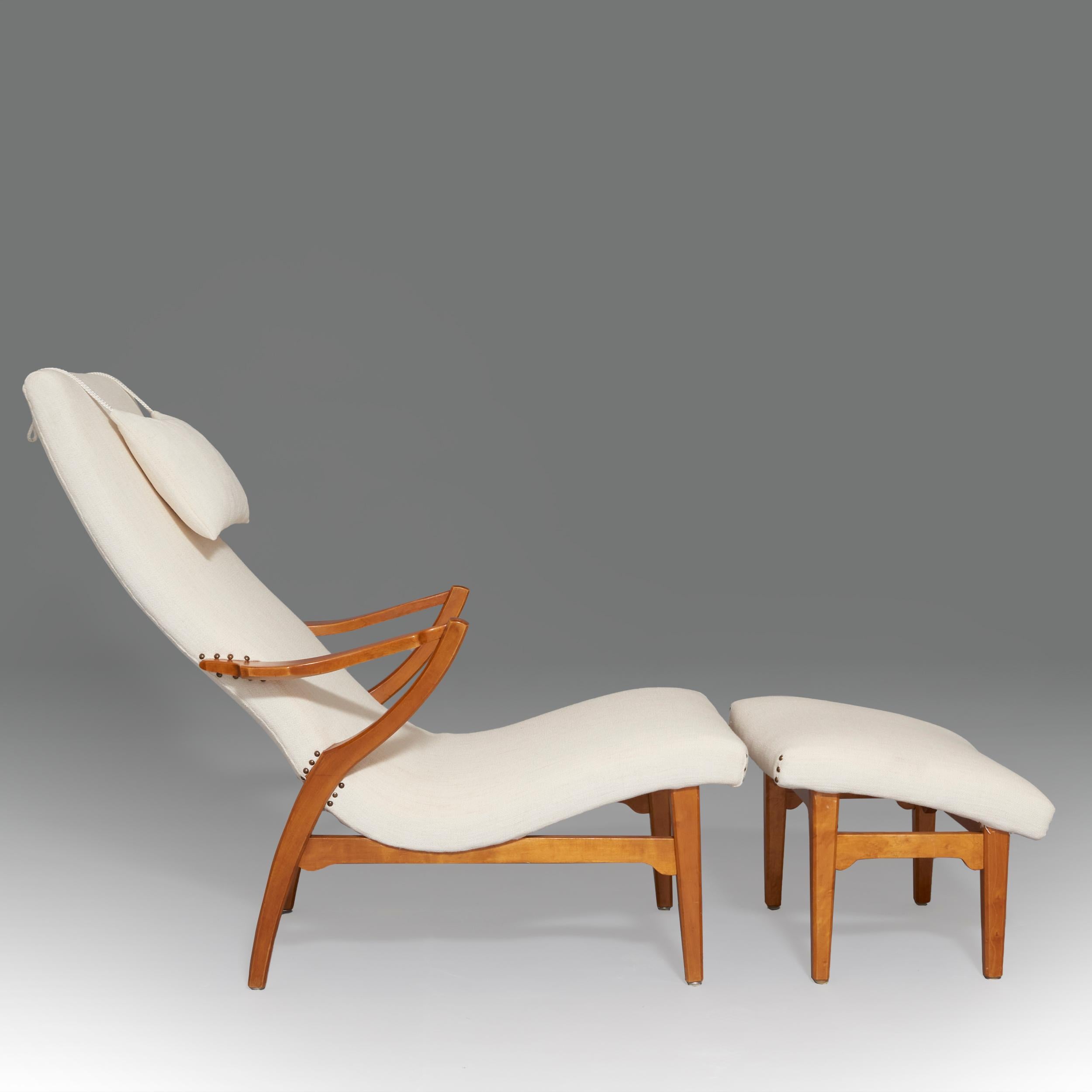Swedish 1940s Axel Larsson Armchair and Ottoman For Sale