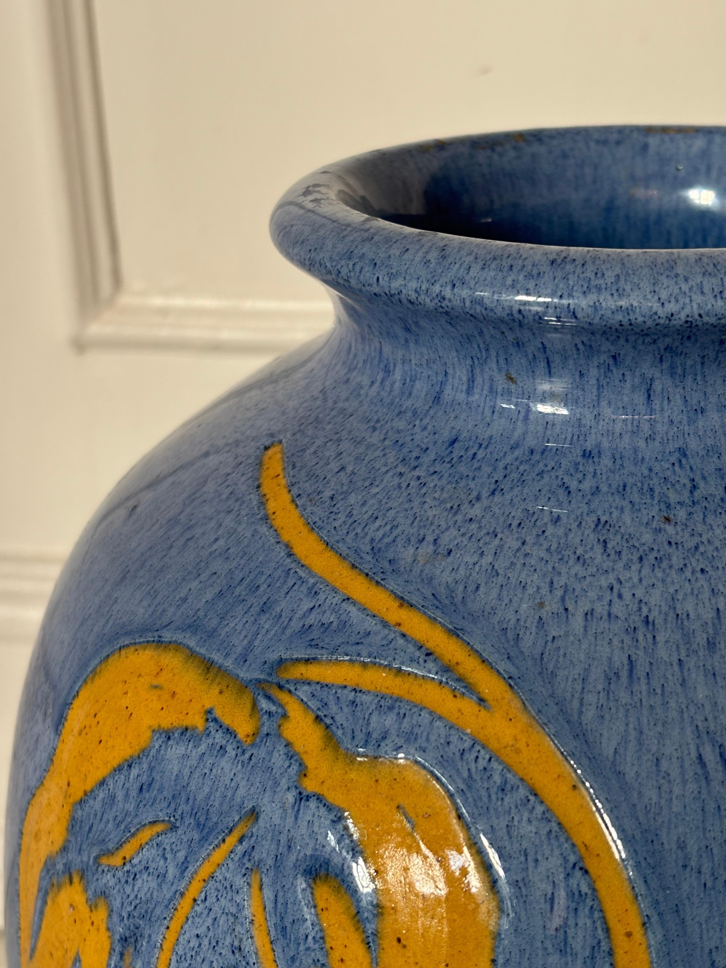 Vaso da terra XL 1940 azzurro Art Nouveau di Carl Viggo Larsen, Danimarca in vendita 4