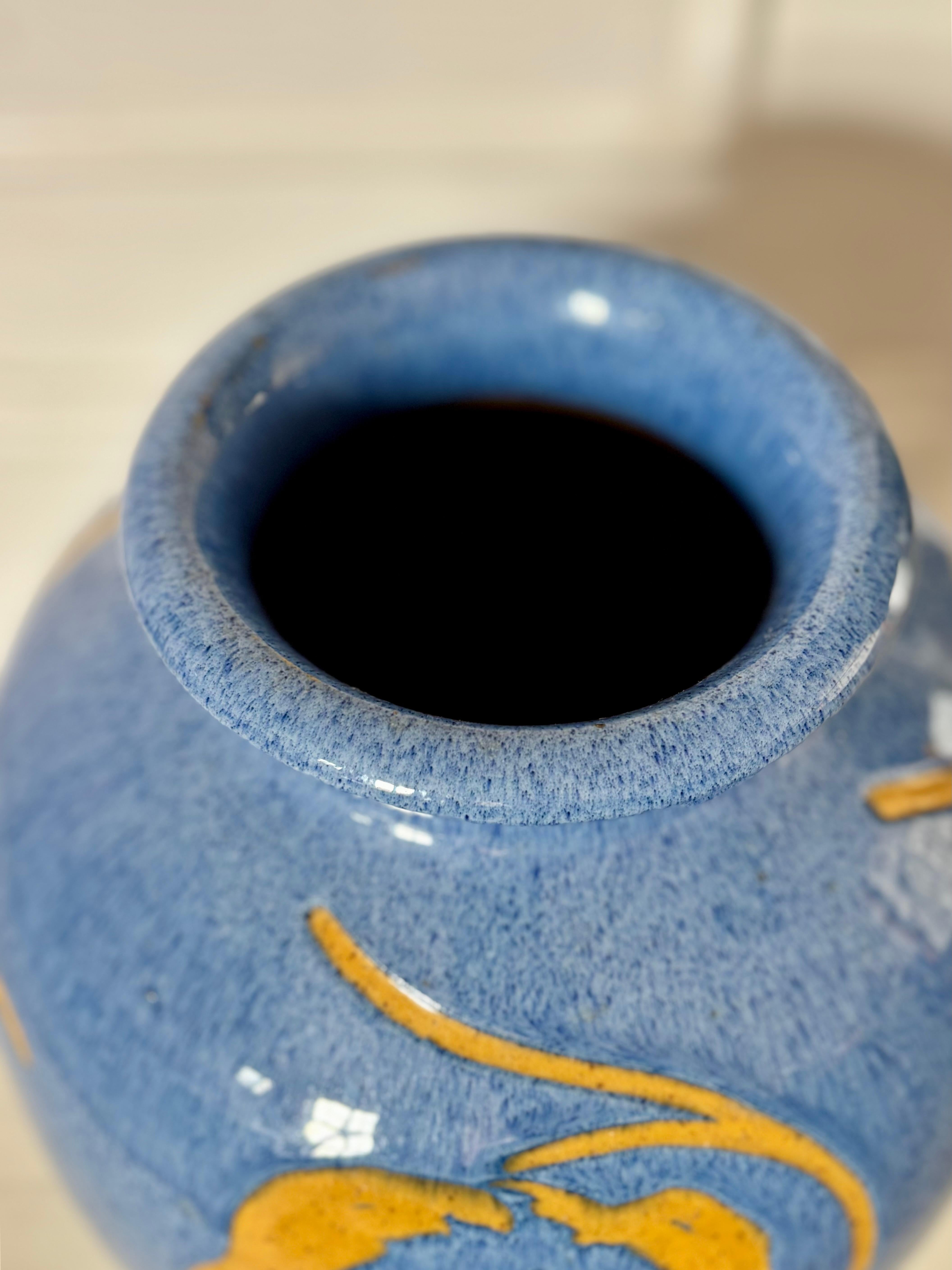 XX secolo Vaso da terra XL 1940 azzurro Art Nouveau di Carl Viggo Larsen, Danimarca in vendita