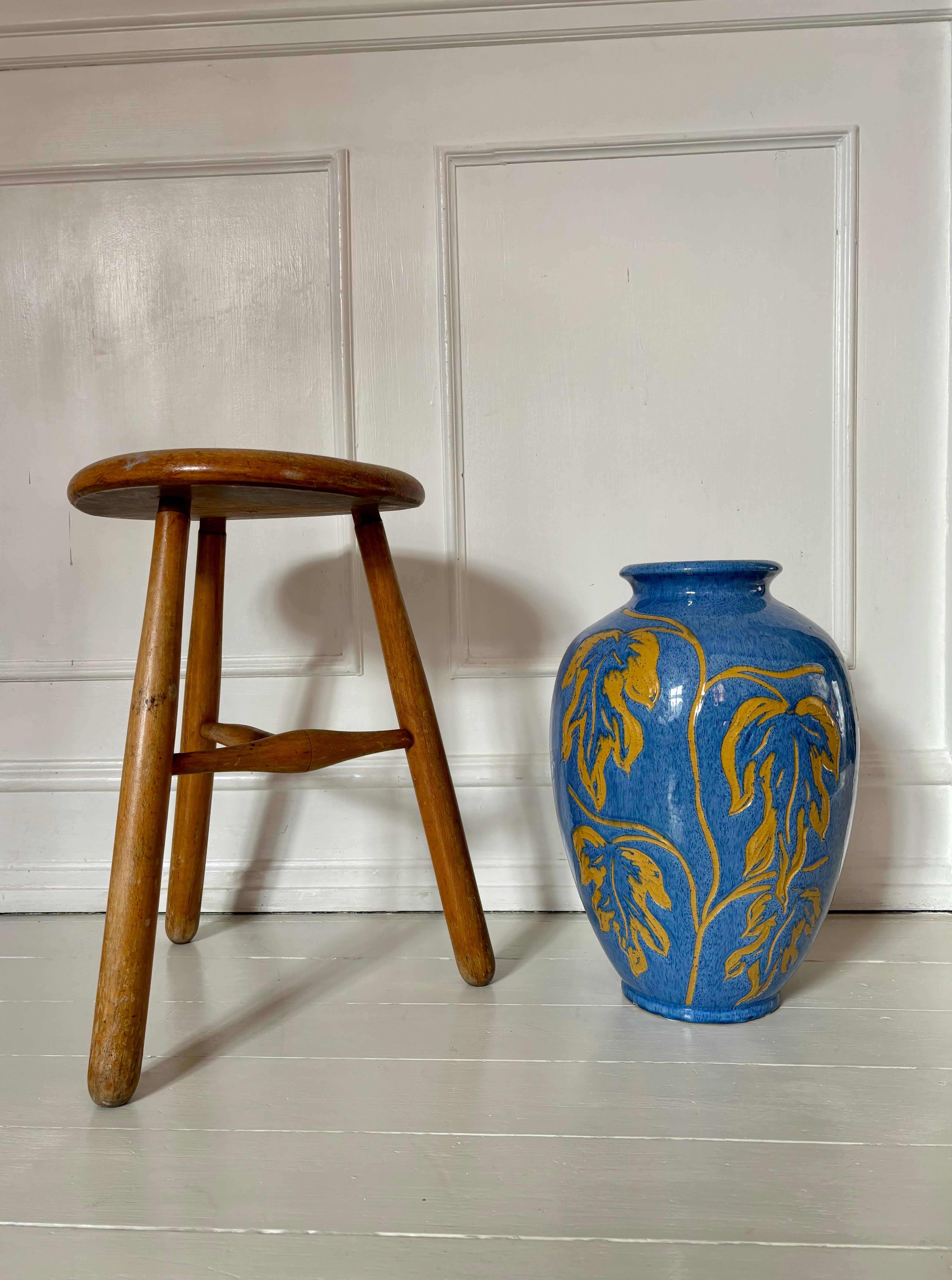 Vaso da terra XL 1940 azzurro Art Nouveau di Carl Viggo Larsen, Danimarca in vendita 1