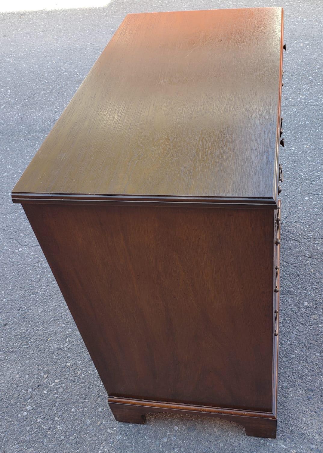 Veneer 1940s Baker Furniture Satinwood and Walnut Chest with Pull Out Tray For Sale
