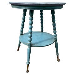 1940s Ball and Claw Round Wood Turquoise Table