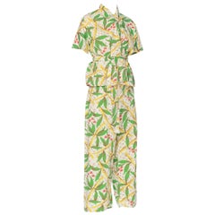 1940s Bamboo Tropical Print Cotton Lounge Set