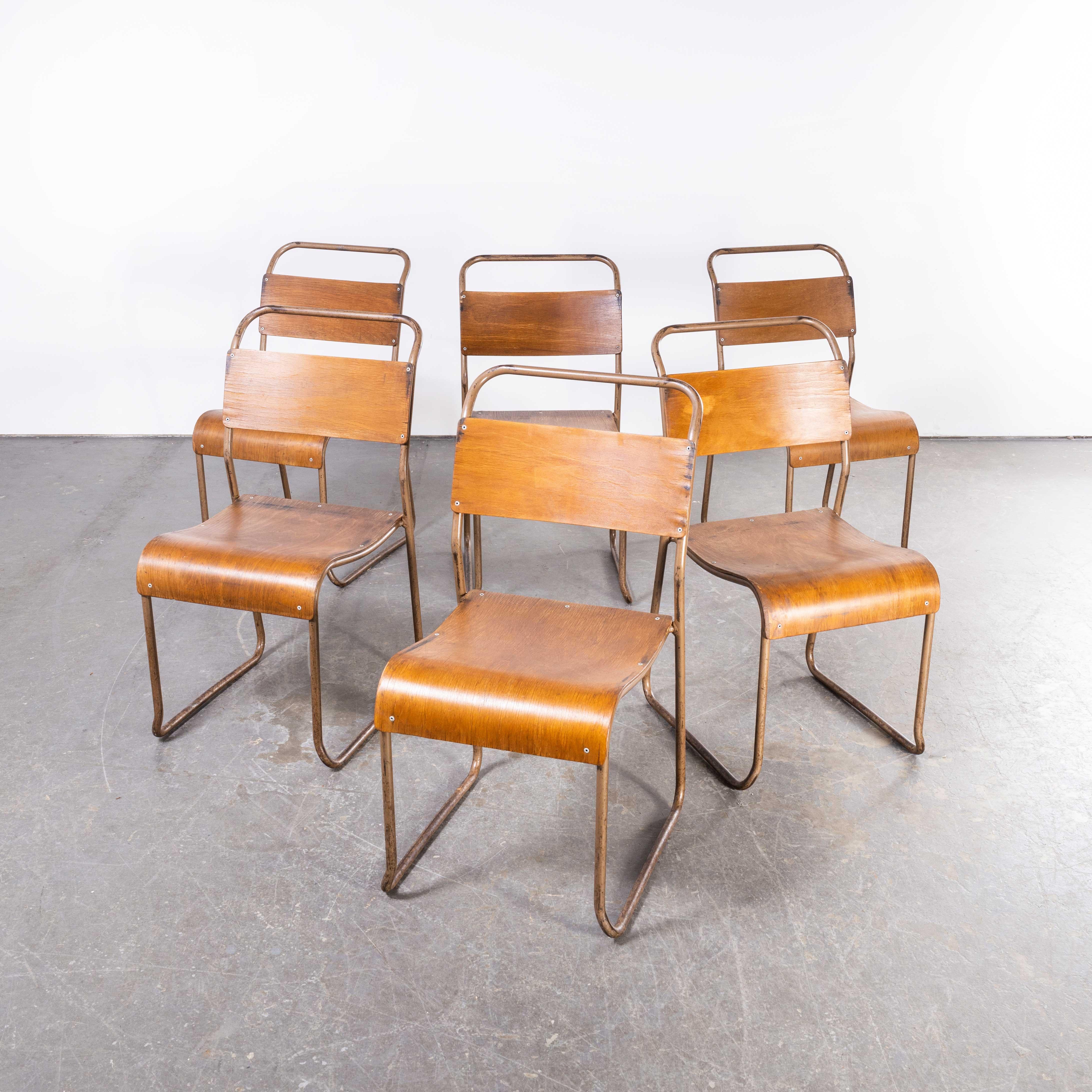 1940's Bamco Tubular Metal Bronze Dining Chairs, Set of Six at 1stDibs