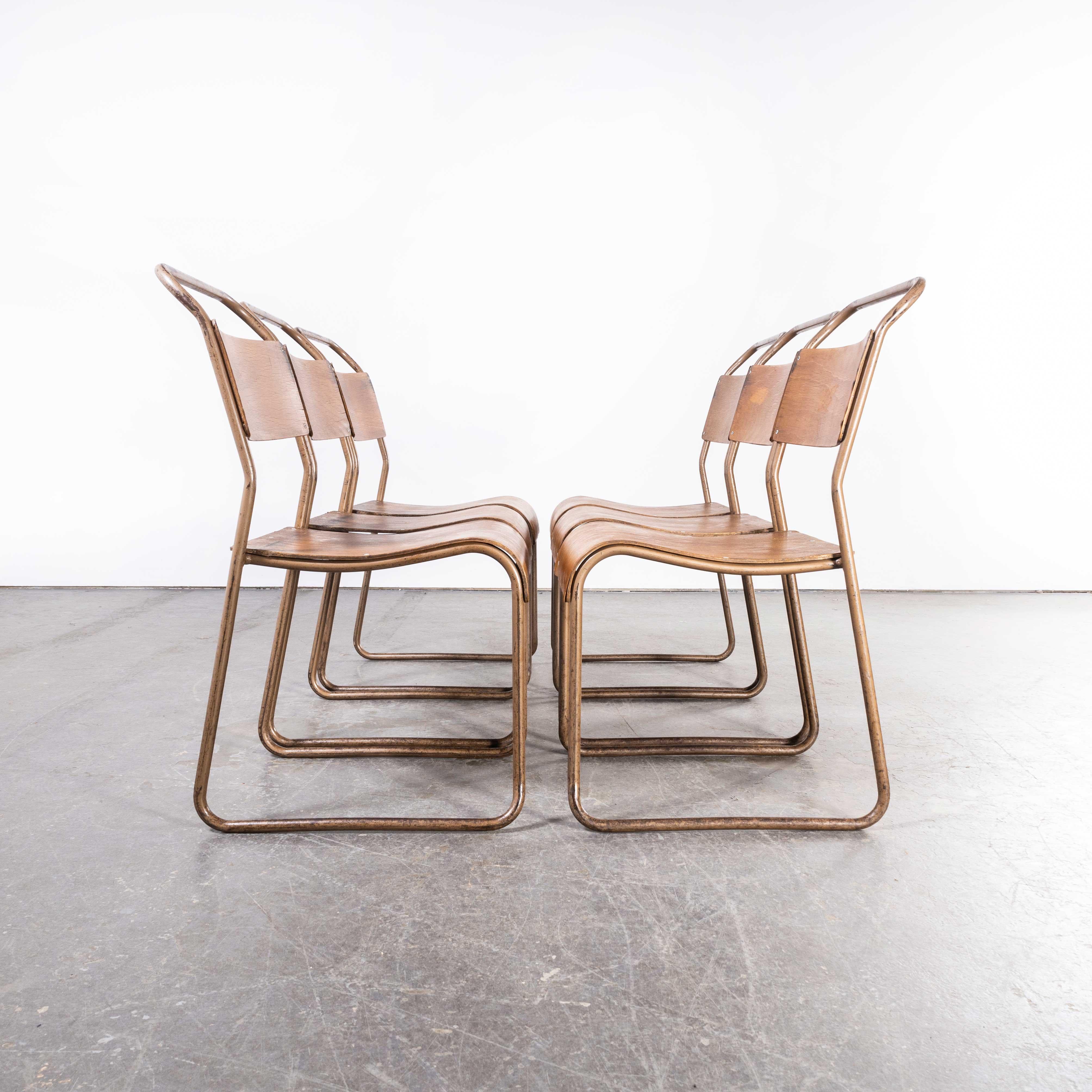 1940's Bamco Tubular Metal Bronze Dining Chairs, Set of Six at 1stDibs
