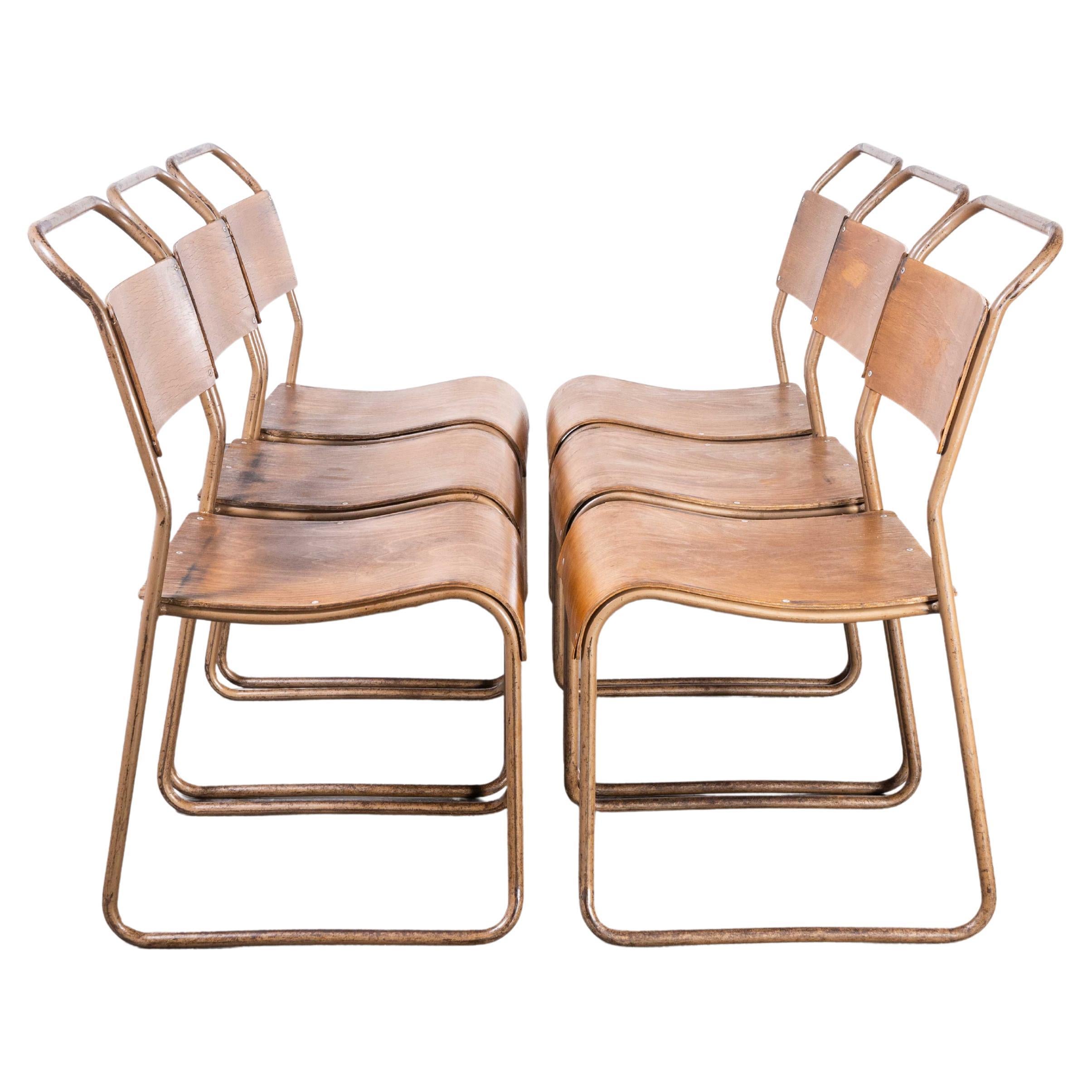 1940's Bamco Tubular Metal Bronze Dining Chairs, Set of Six at 1stDibs
