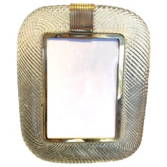 1940s Barovier and Toso Murano Glass Picture Frame with Brass Detailing