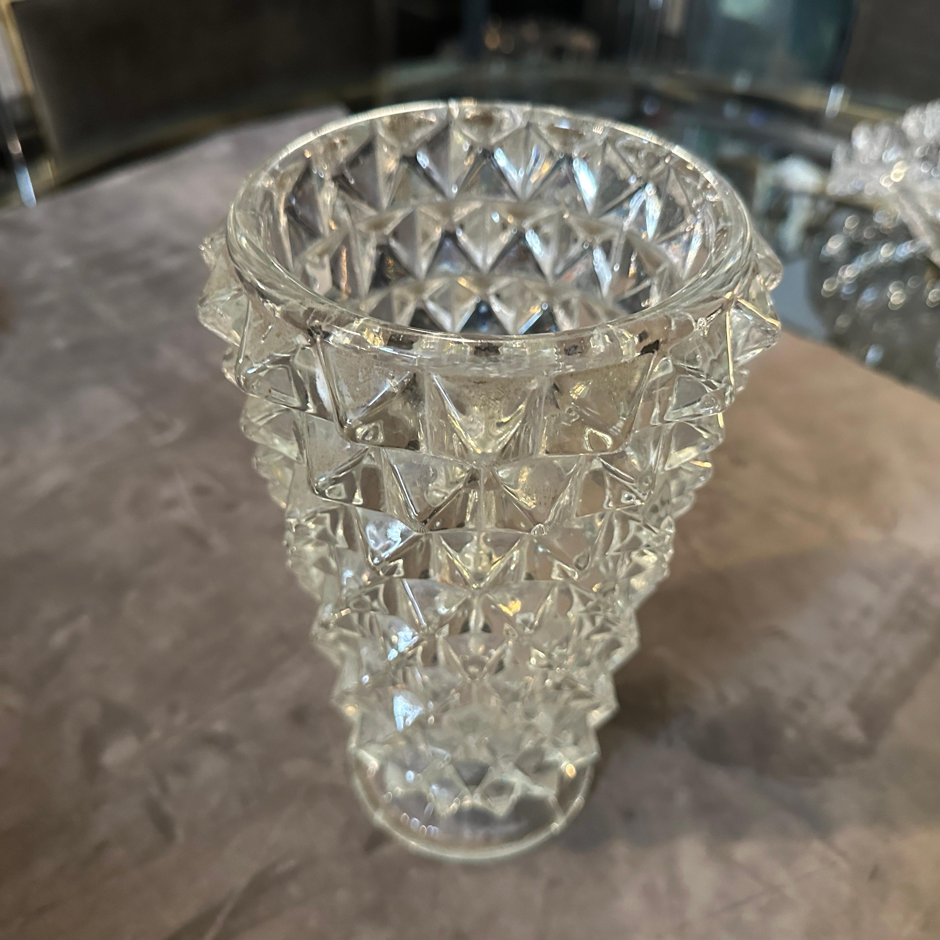 1940er Barovier Art Deco Vase aus klarem Murano Glas Rostrato im Angebot 3