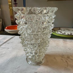 1940s Barovier Art Deco Clear Rostrato Murano Glass Vase