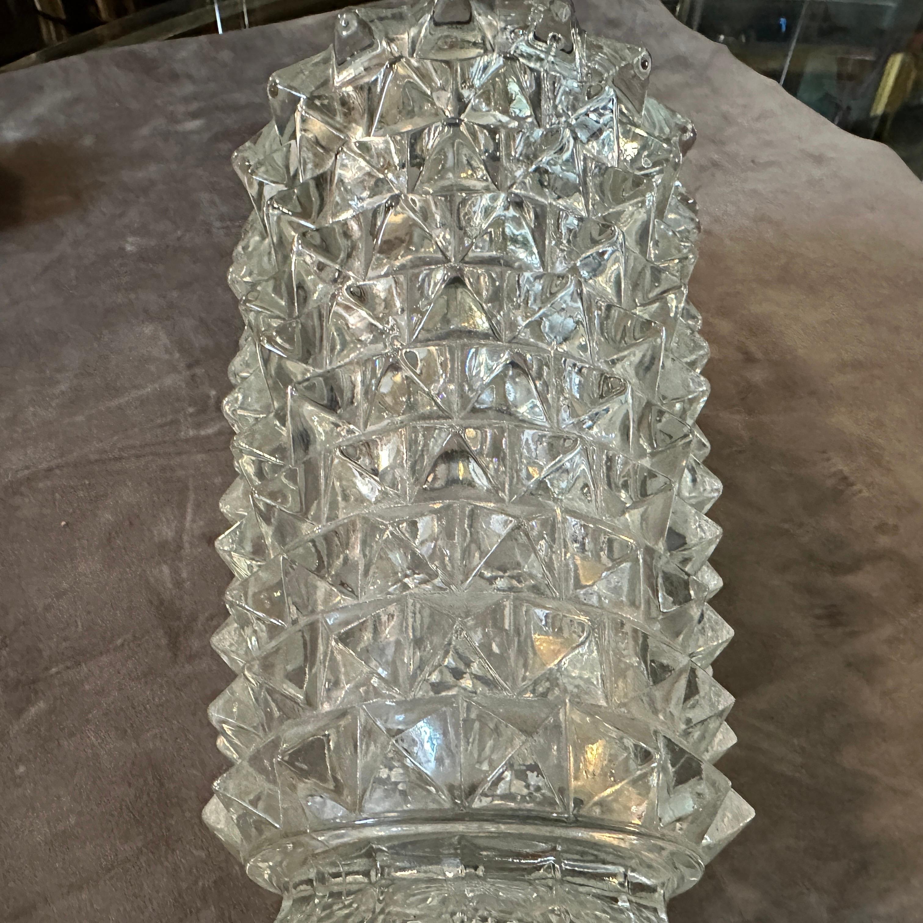 1940er Barovier Art Deco Vase aus klarem Murano Glas Rostrato (20. Jahrhundert) im Angebot