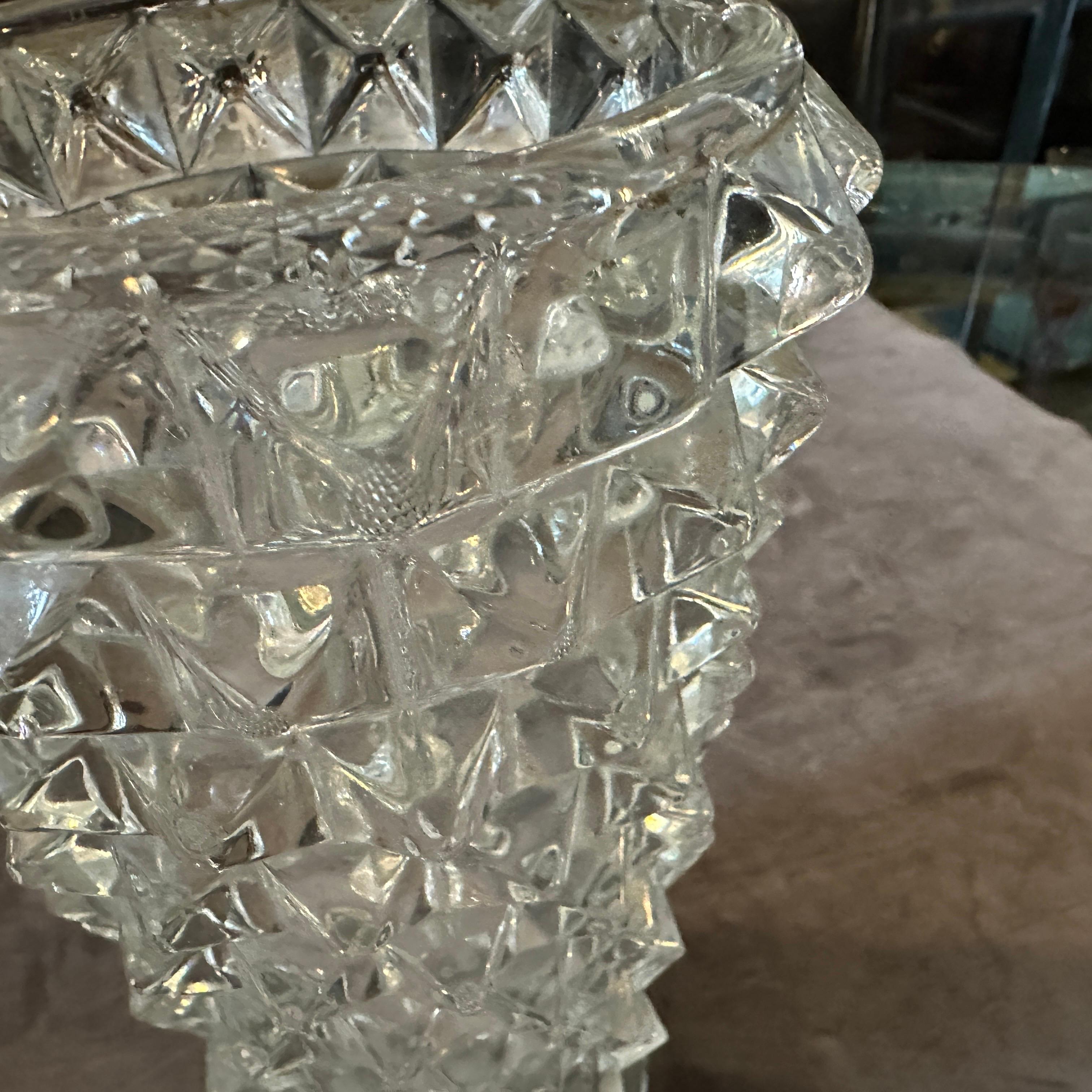 1940er Barovier Art Deco Vase aus klarem Murano Glas Rostrato (Muranoglas) im Angebot