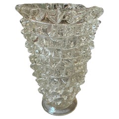 1940er Barovier Art Deco Vase aus klarem Murano Glas Rostrato