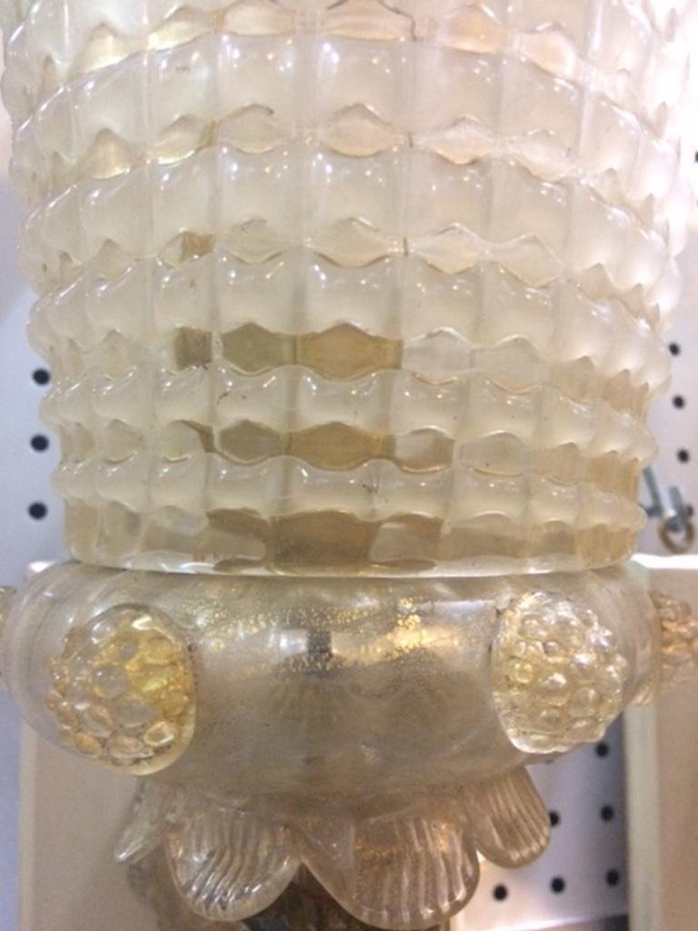 Pair of Barovier E Toso Mid-Century Venetian Murano Gold Glass Wall Lanterns 2