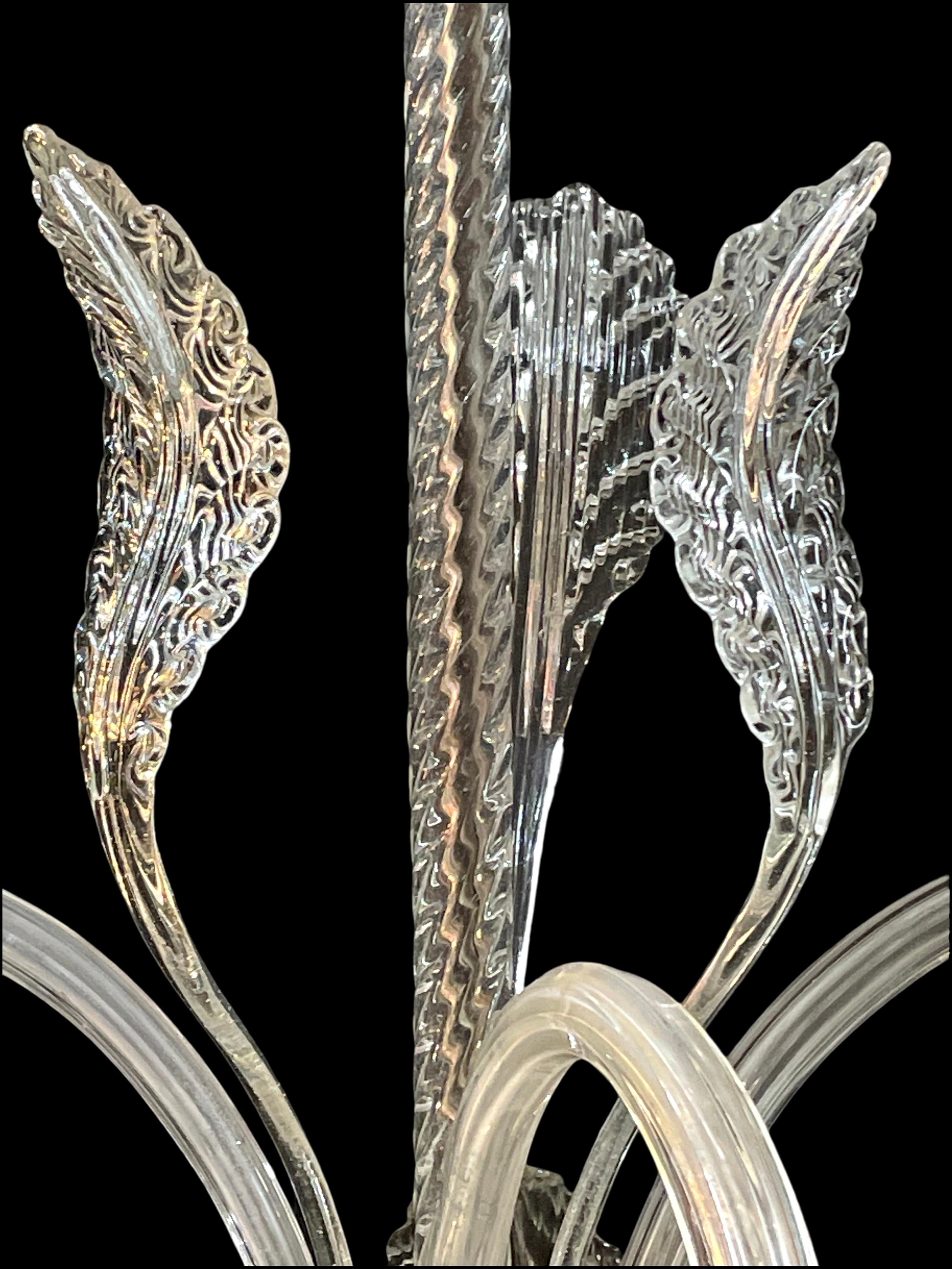1940's Barovier & Toso 3 Arm Murano Glass Floral Pendant Light For Sale 2