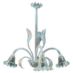 1940er Jahre Barovier & Toso 3 Arm Murano Glas Floral Pendelleuchte