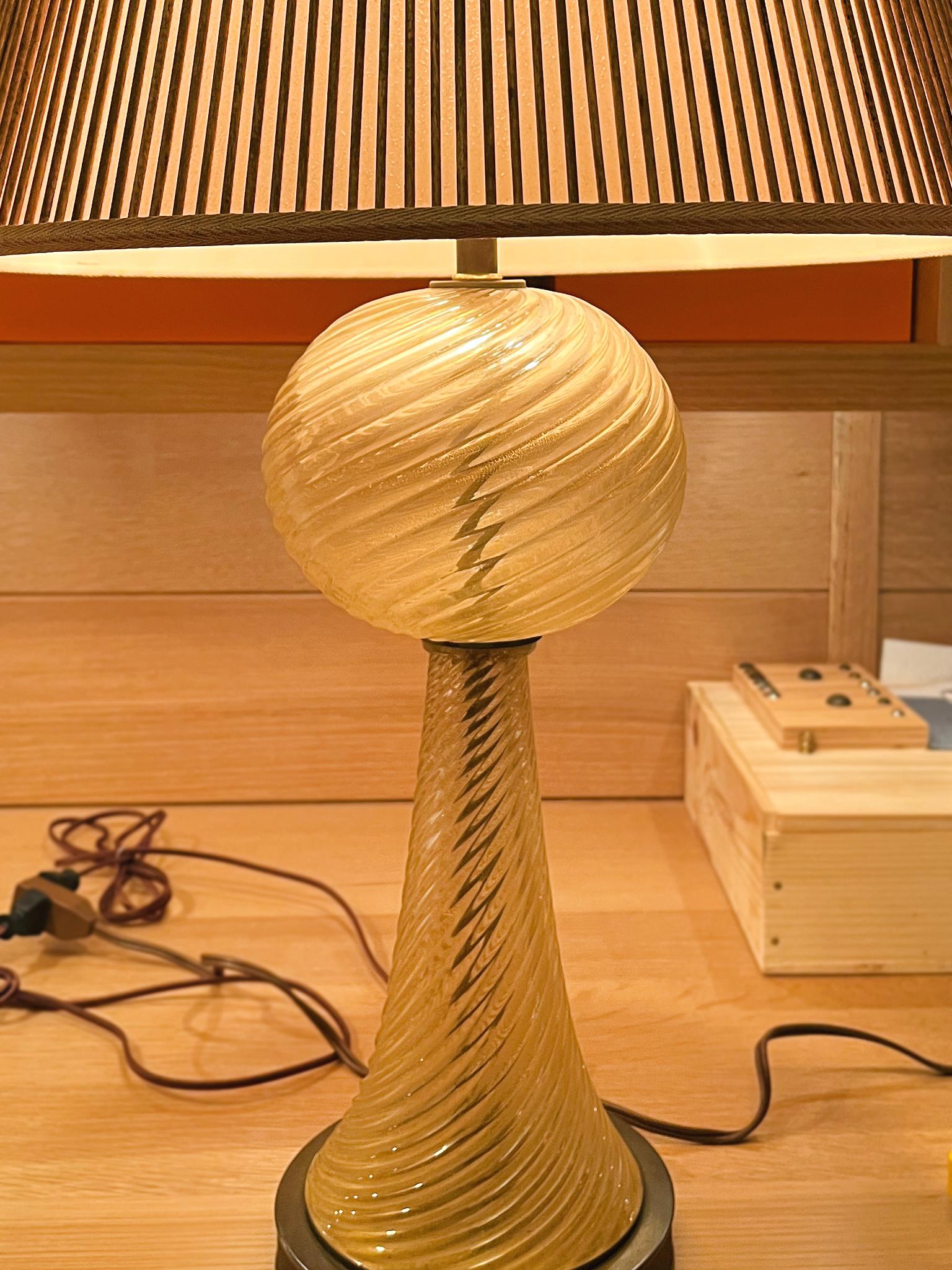 Paire de lampes de table en verre Murano de Barovier&Toso des années 1940 en vente 2