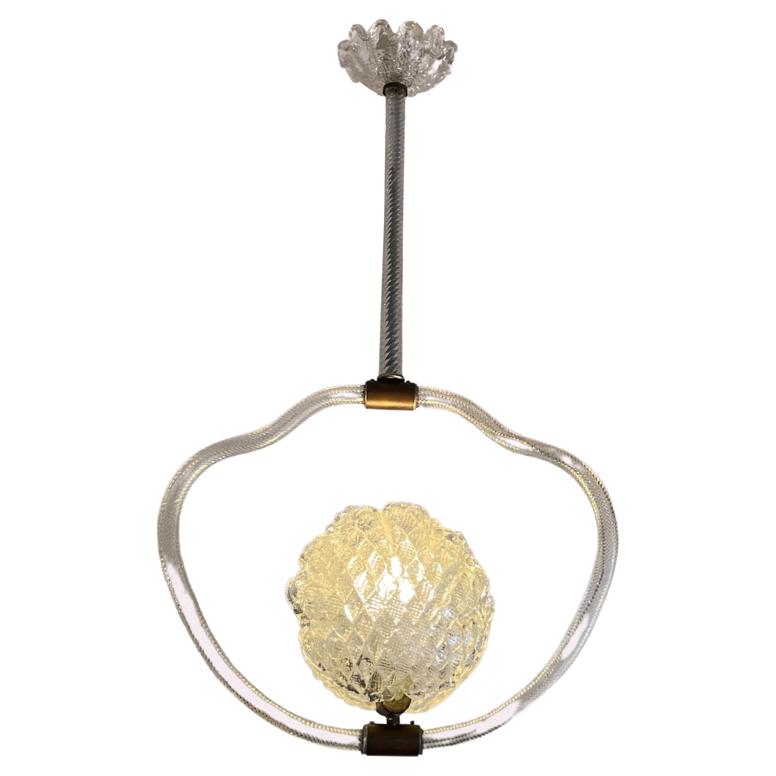 1940s Barovier & Toso Murano Shell Pendant For Sale