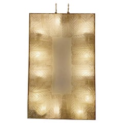 1940s Barovier 
Toso White and Gold Glass Wall Sconce with Brass Frame