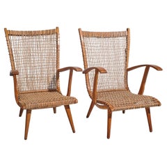 1940s Bas Van Pelt Pair of Dutch Rope Lounge Armchairs