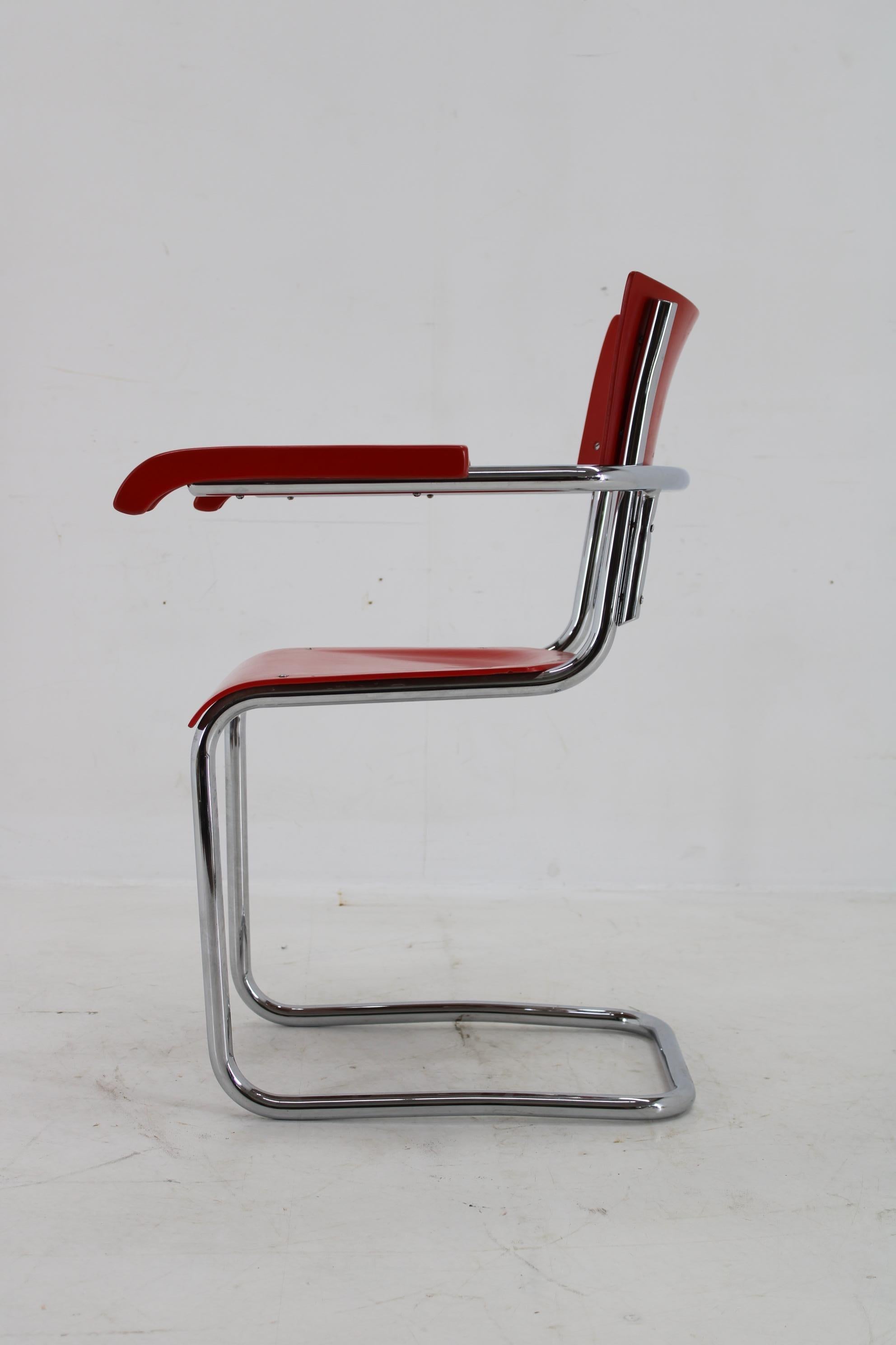 Chrome 1940s Bauhaus Restored Tubular Armchair, Germany For Sale