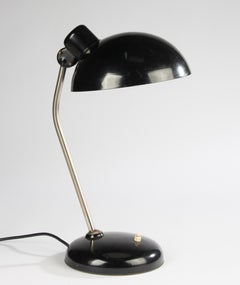 Lampada da scrivania in stile Bauhaus degli anni '40 - Metallo smaltato nero - Paralume regolabile