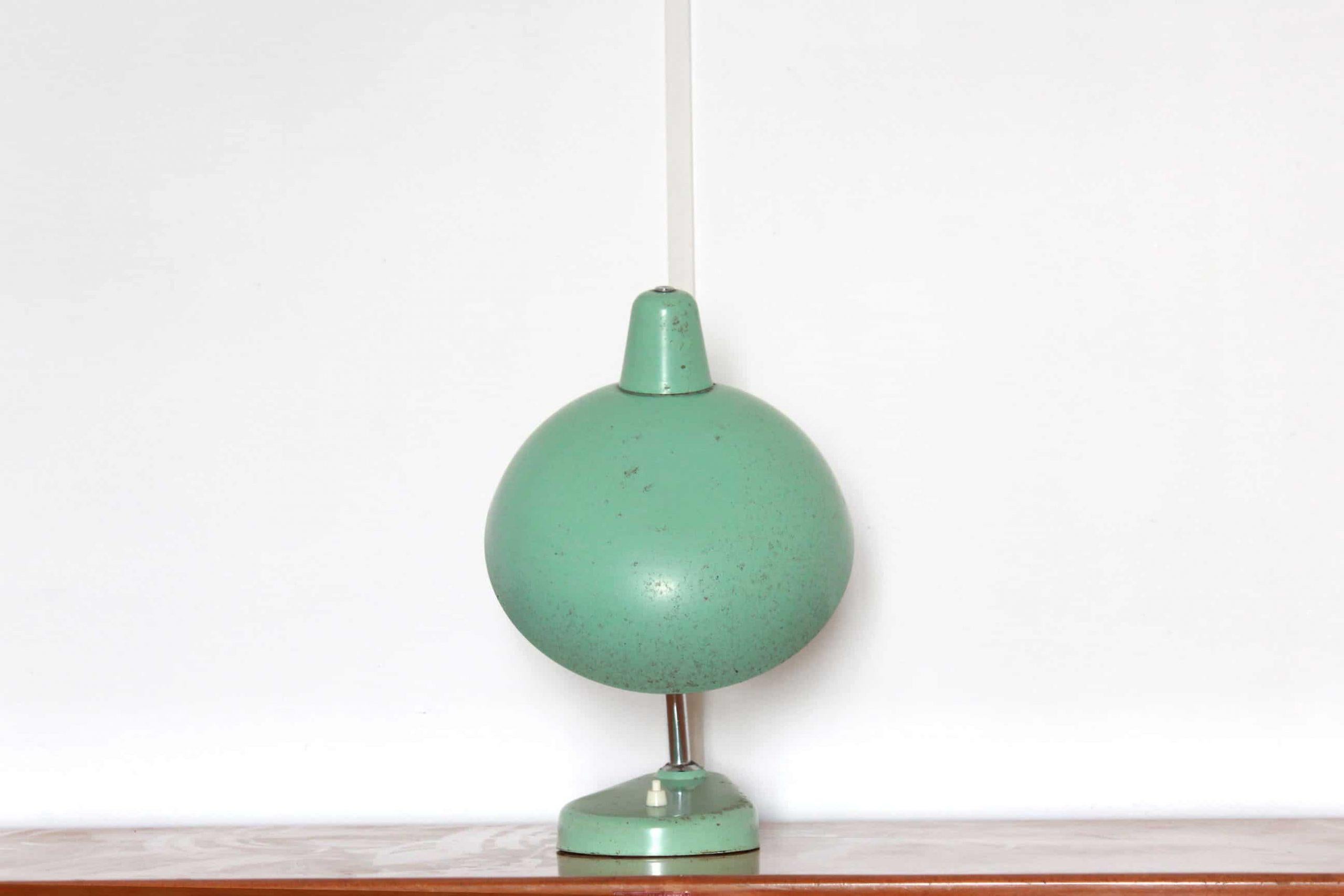 1940s Bauhaus Green Iron Vintage Industrial Lamp 3