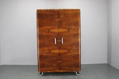 1940s Bauhaus Wardrobe by Hynek Gottwald , Walnut & Beech Veneer, Chrome Details