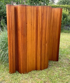 Baumann Tambour Screen Room Divider, Stained Pitchpine, Circa 1940