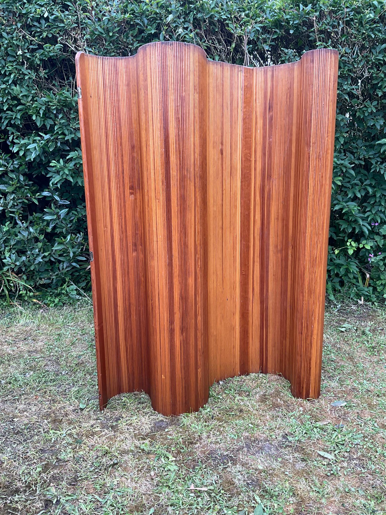 Woodwork 1940s Baumann Pine Screen Room Divider France Melun Paris For Sale