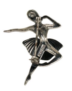 1940s Beau Sterling Silver Ballerina Brooch Pin