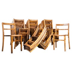 1940's Beech and Iron Stacking School Dining Chairs