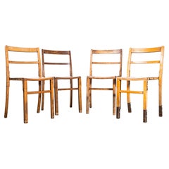 1940's Beech and Iron Stacking School Dining Chairs- Set Of 4