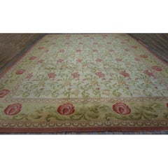 Rugs On Net Large Beige & Green Floral Spanish European Cuenca Wool Carpet Rug