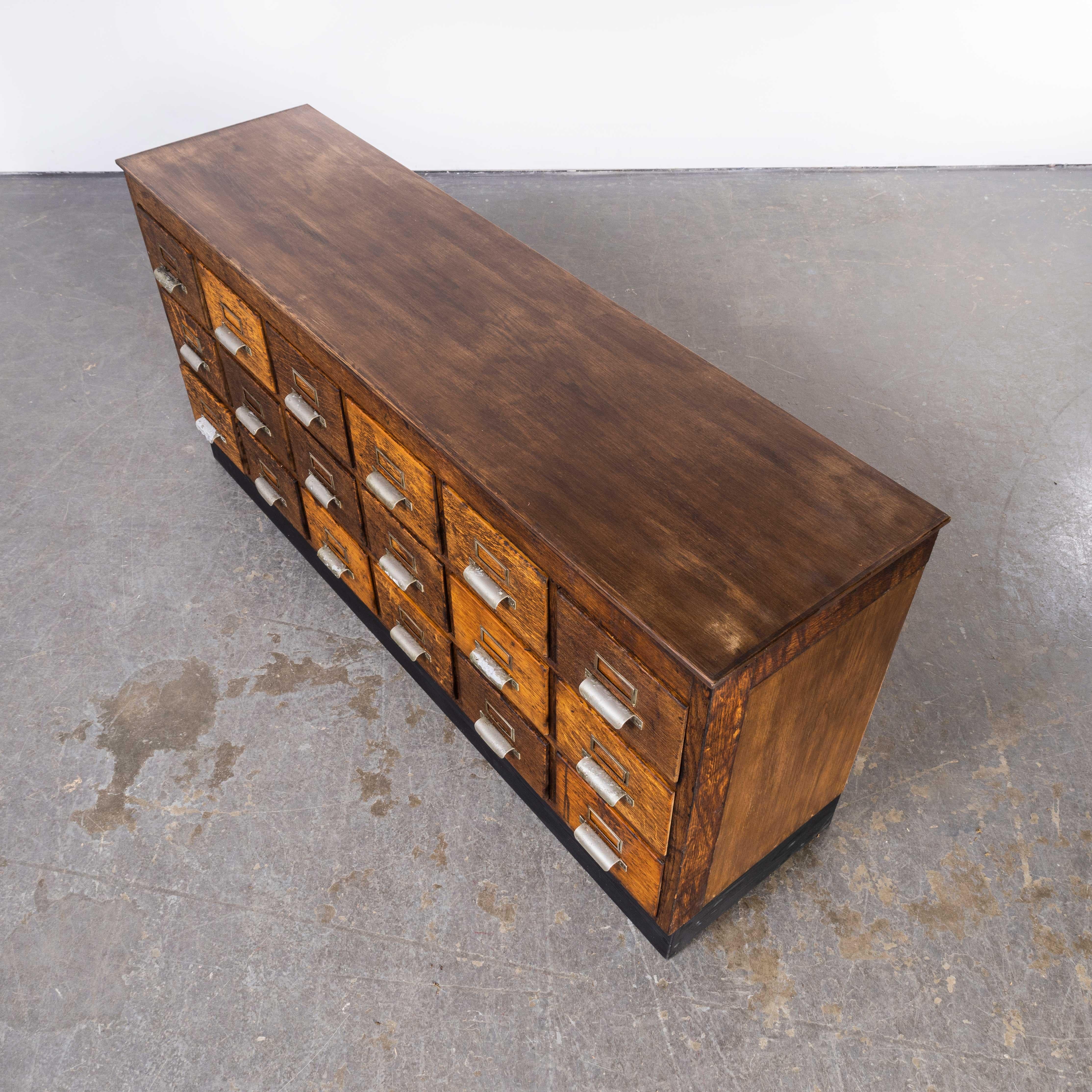 1940's Belgian Long Low Bank of Drawers, Eighteen '1675' 5