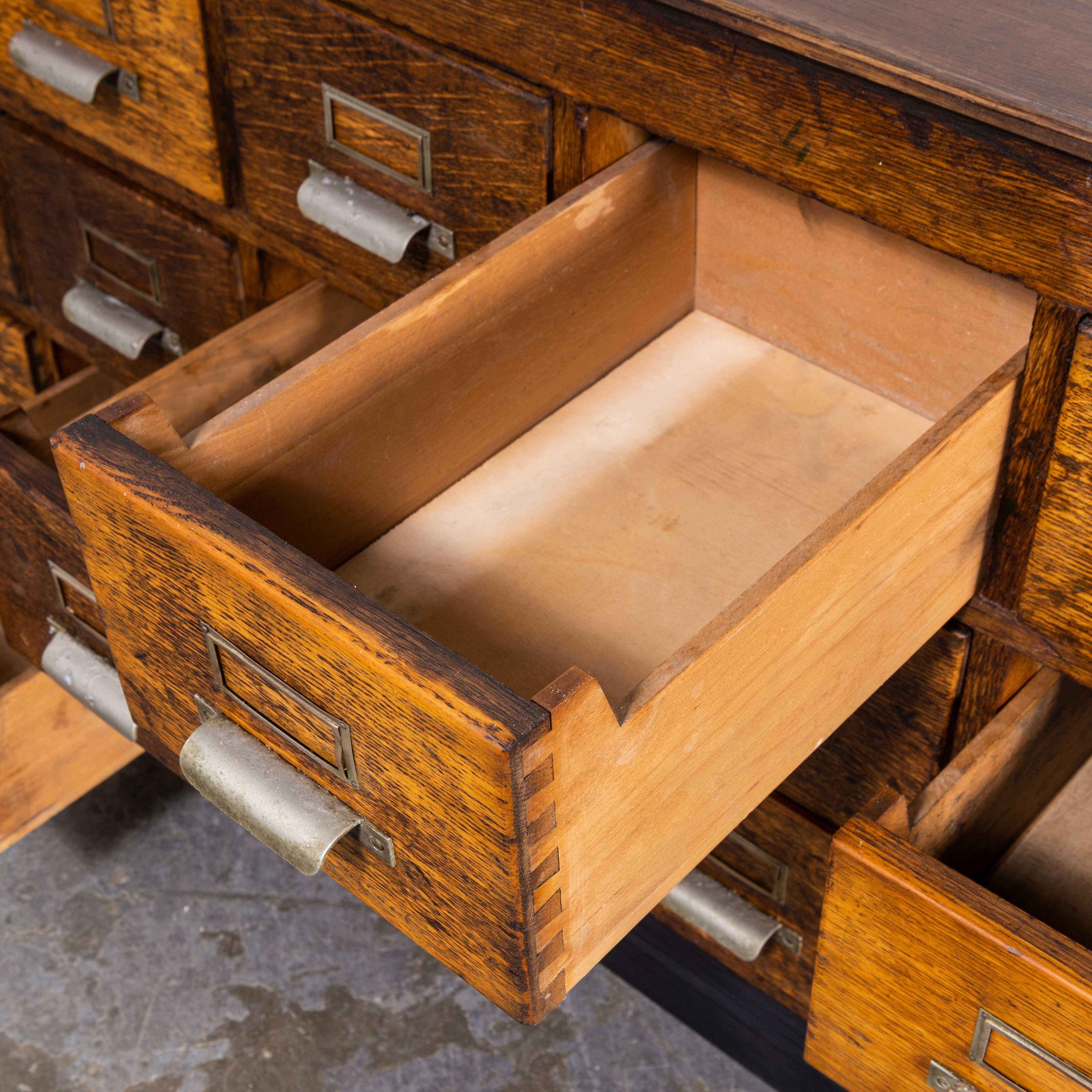 1940's Belgian Long Low Bank of Drawers, Eighteen '1675' 2