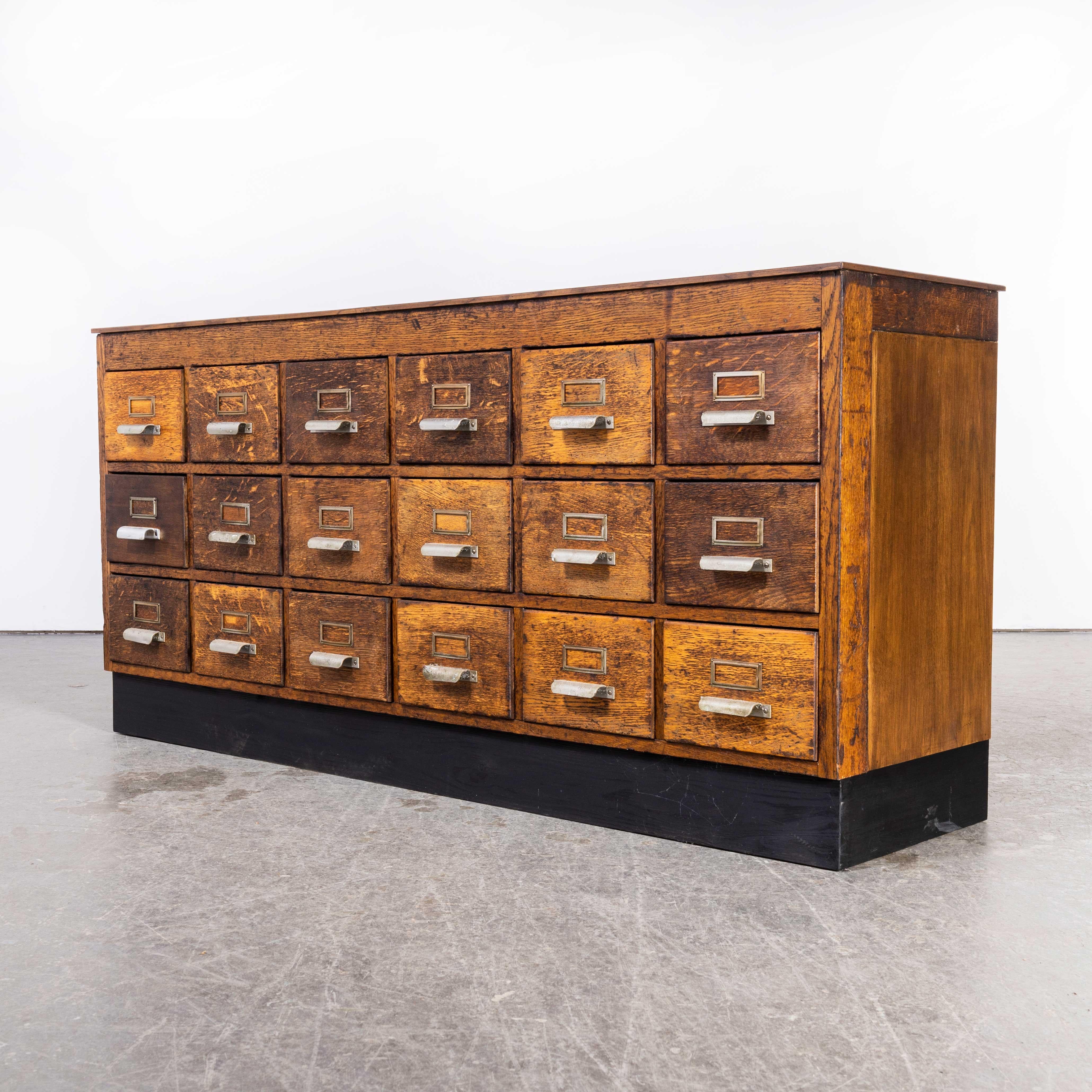 1940's Belgian Long Low Bank of Drawers, Eighteen Drawers '1674' For Sale 3