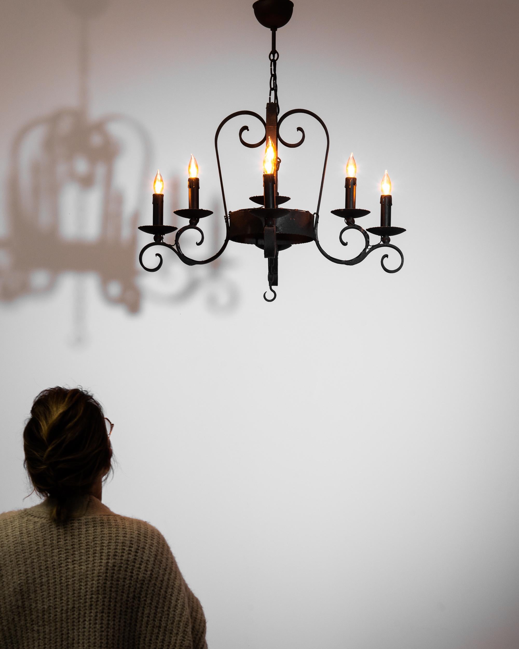 1940s Belgian Metal Chandelier 1