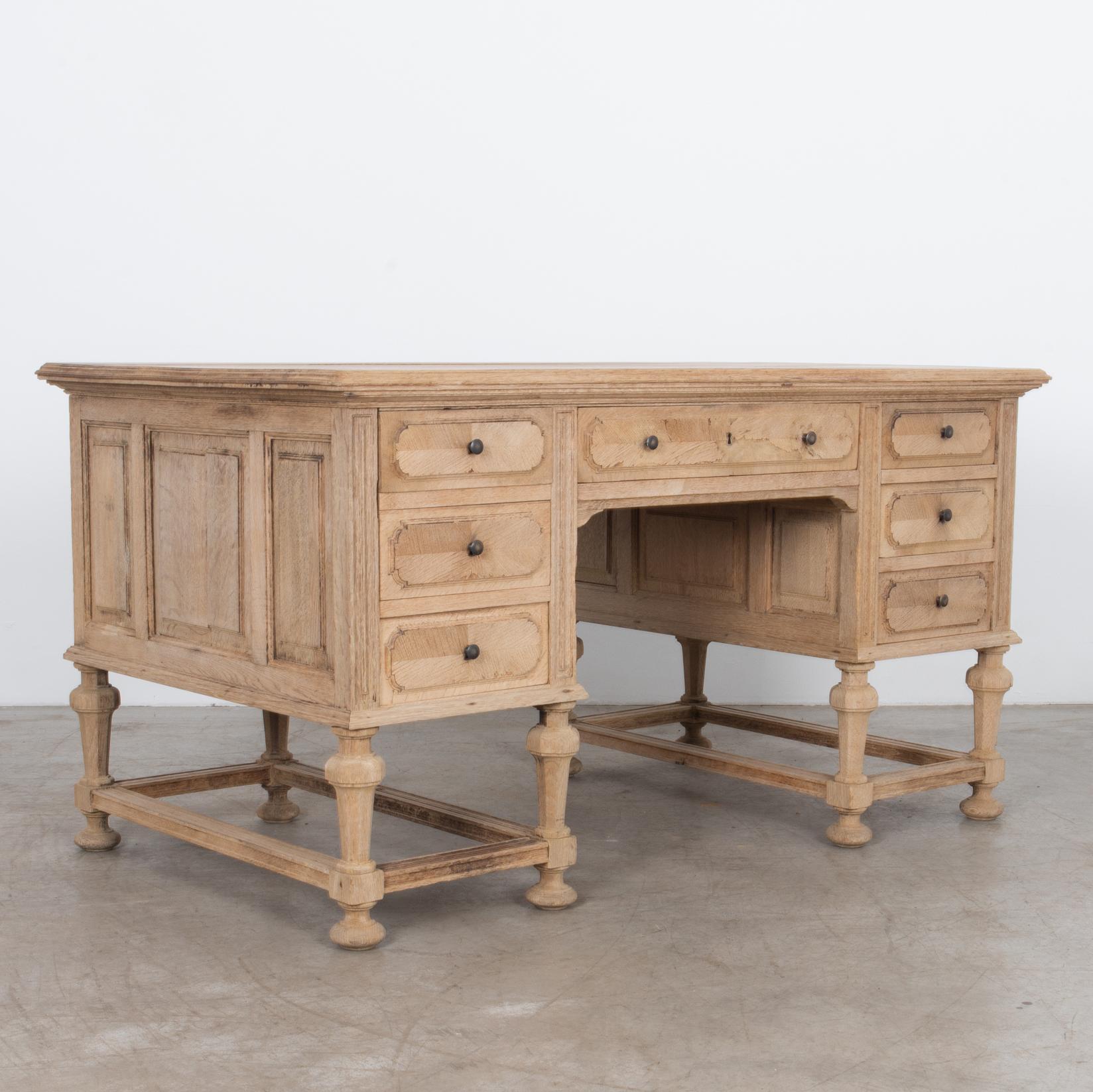 1940s Belgian Oak Desk In Good Condition In High Point, NC