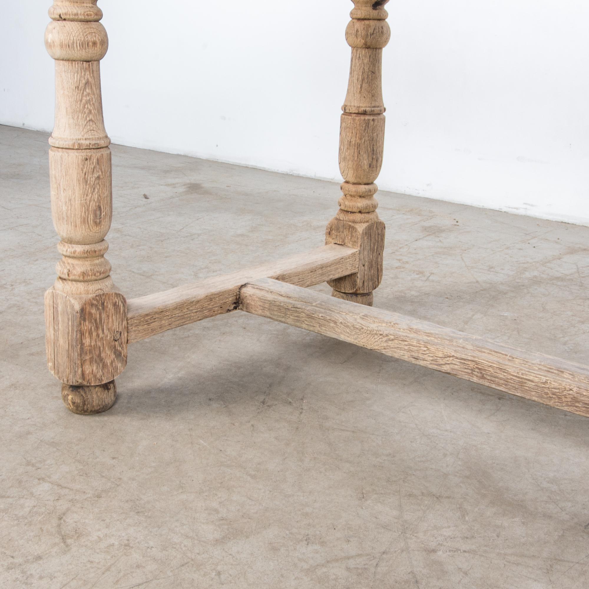 1940s Belgian Two-Drawer Bleached Oak Table 4